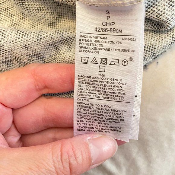 Banana Republic Crew Neck Short Sleeve Fringe Detail Black White S - Picture 6 of 6